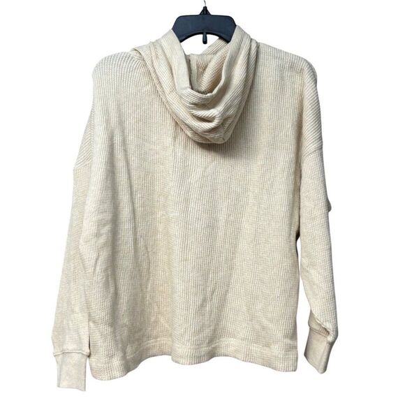 Style & Co Petite Cotton Waffle-Knit Hoodie, Oatmeal Heather,  PXL - Picture 4 of 10